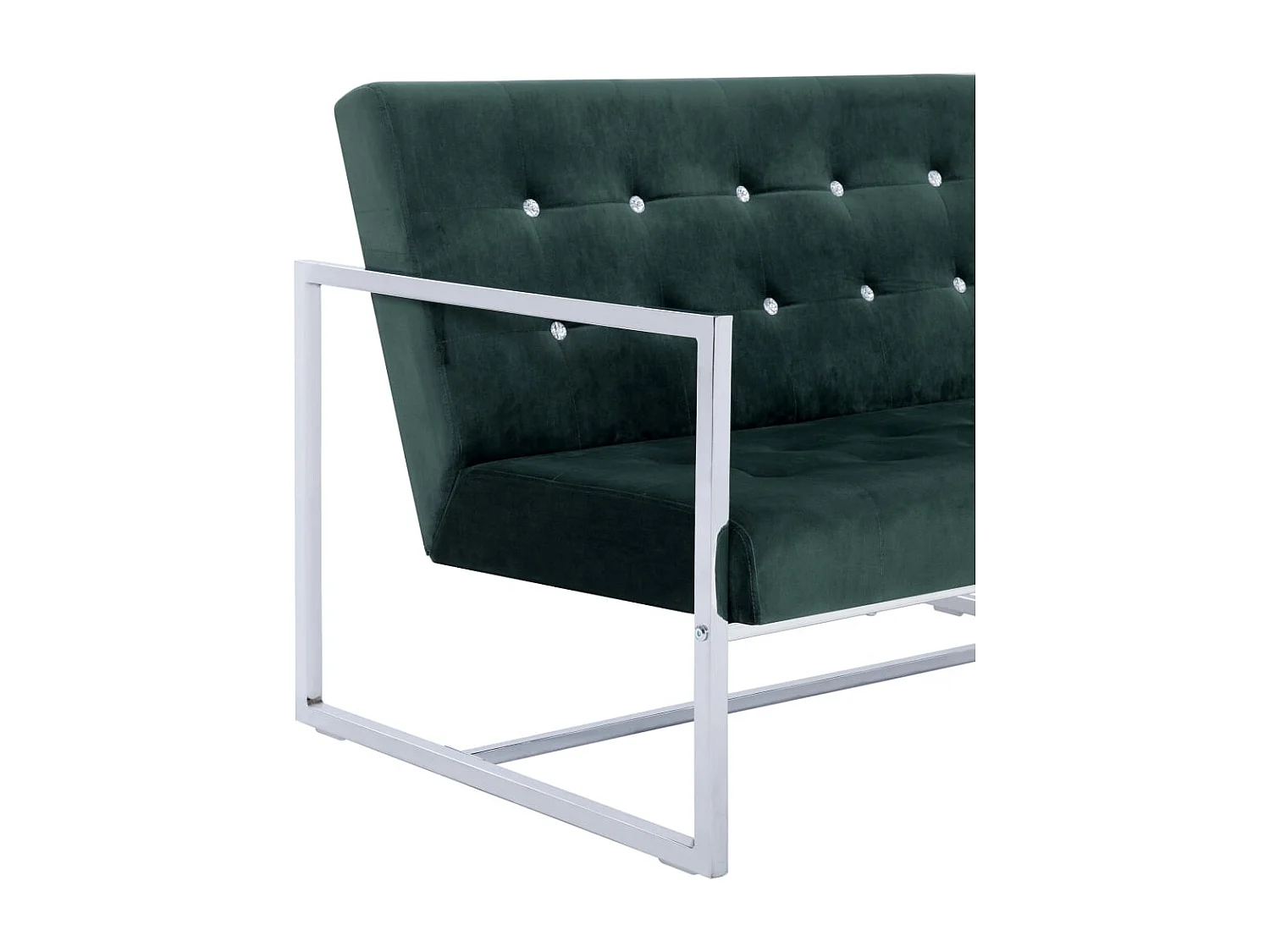 2-zitsbank met armleuningen Donkergroen Chroom en fluweel