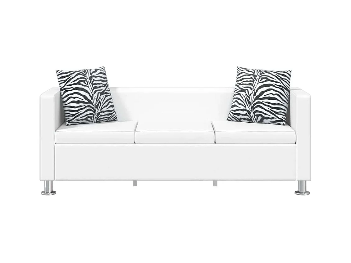 Divano a 3 posti in similpelle bianca