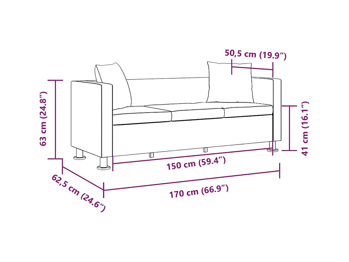 Divano a 3 posti in similpelle bianca