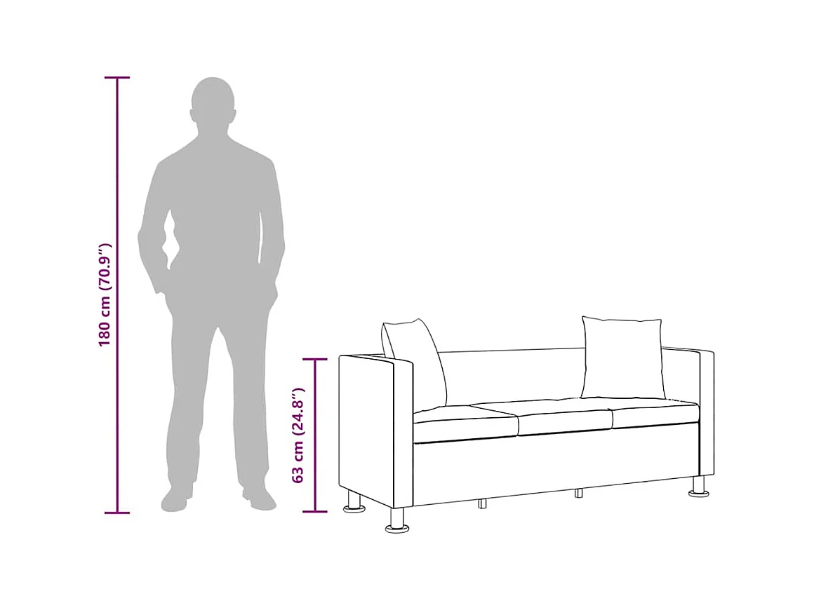 Divano a 3 posti in similpelle bianca
