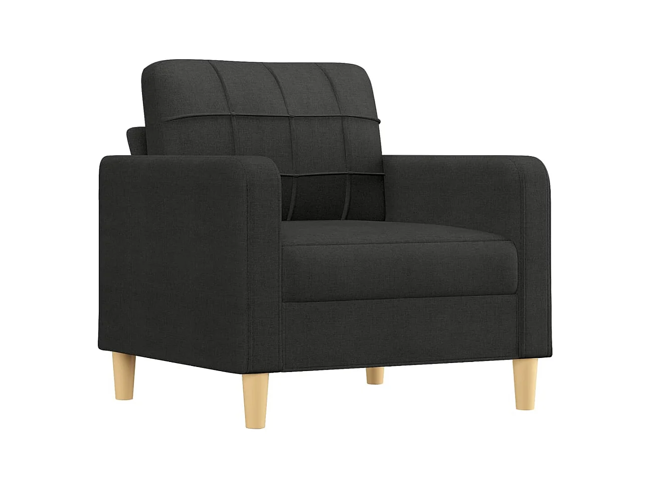 4-delige bankstel met zwarte stoffen kussens