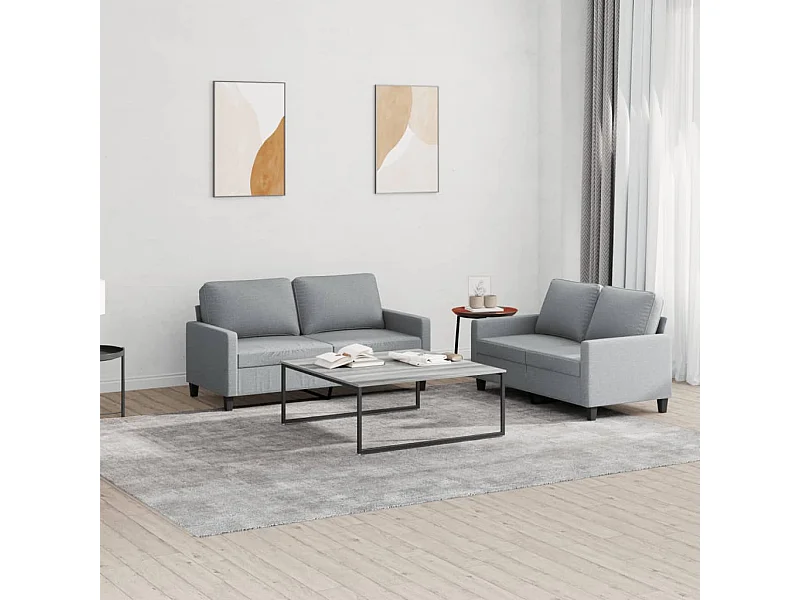 Ensemble de canapés 2 pcs avec coussins Gris clair Tissu