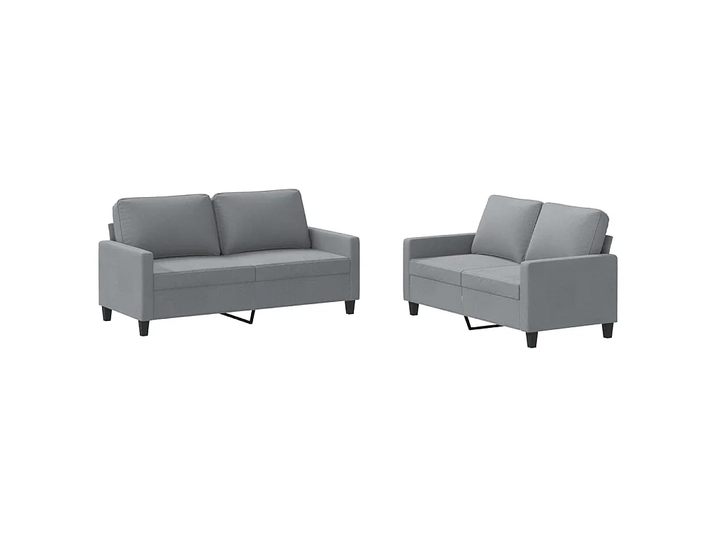 Ensemble de canapés 2 pcs avec coussins Gris clair Tissu