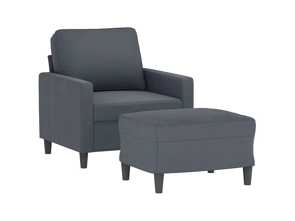 Sessel mit Fußstütze Dunkelgrau 60 cm Samt