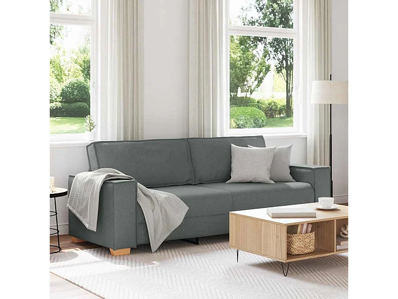 Divano 3 posti Grigio scuro 180 cm Tessuto
