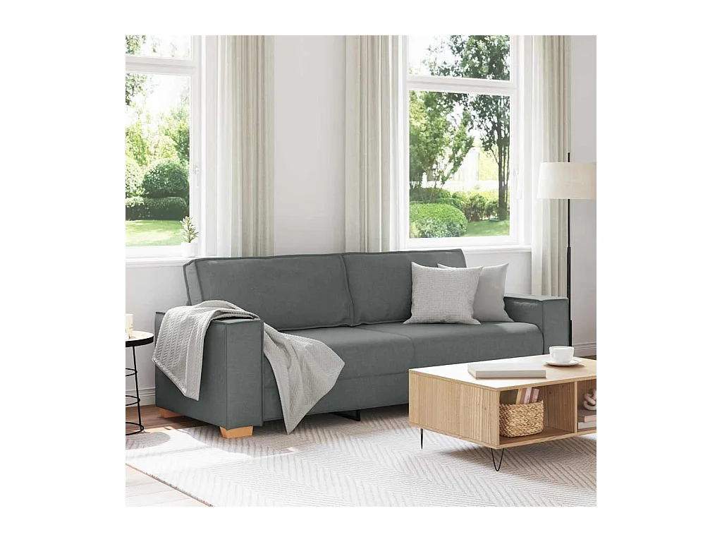 Divano 3 posti Grigio scuro 180 cm Tessuto
