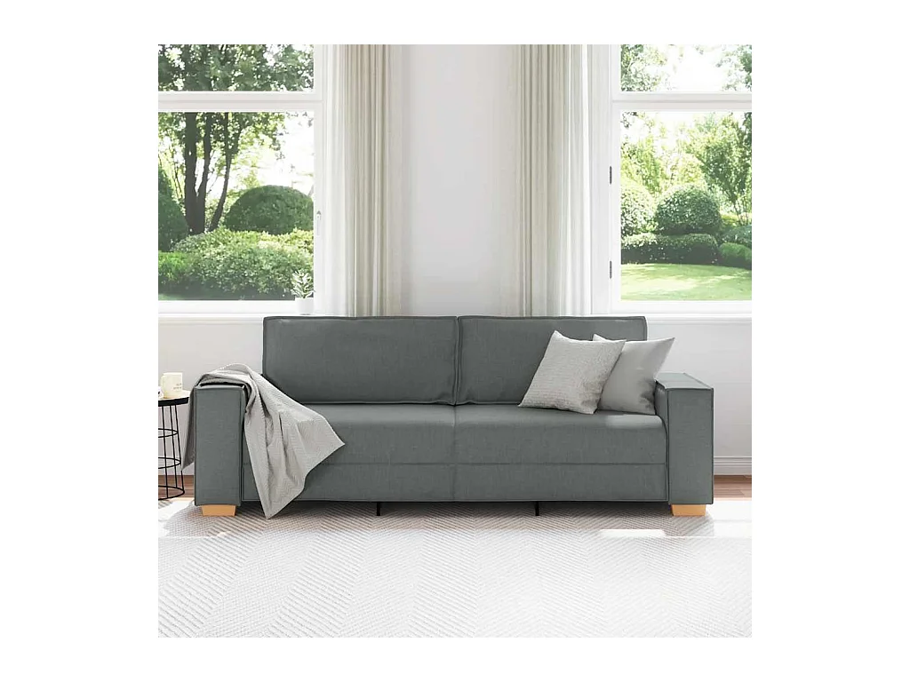 Divano 3 posti Grigio scuro 180 cm Tessuto