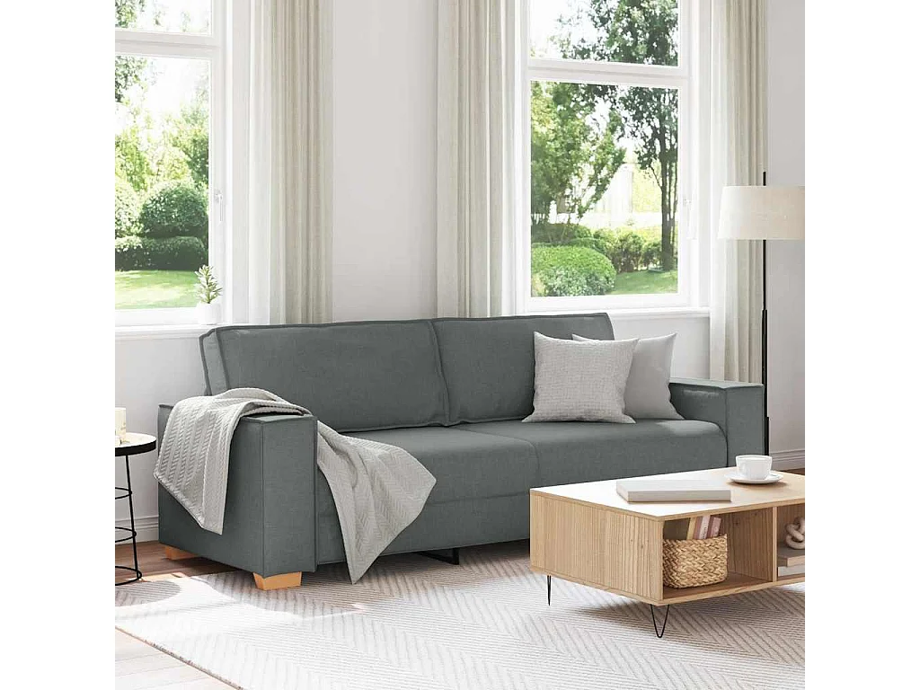 3-zitsbank Donkergrijs 180 cm Stof