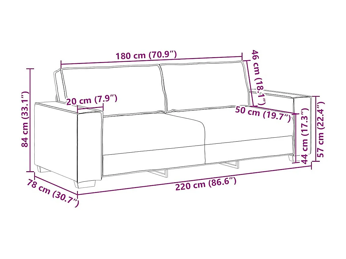 3-zitsbank Donkergrijs 180 cm Stof