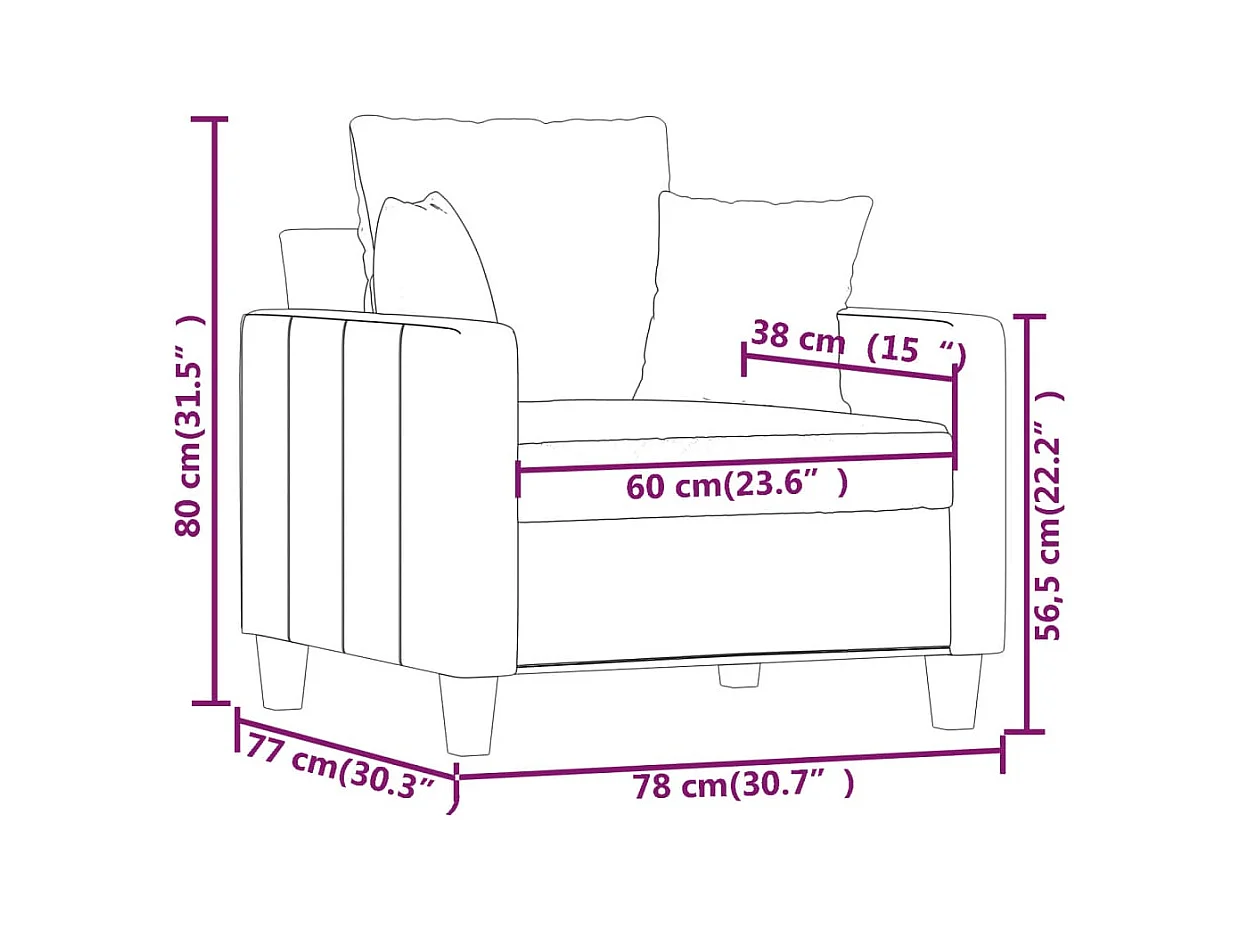Poltrona grigio scuro 60 cm tessuto