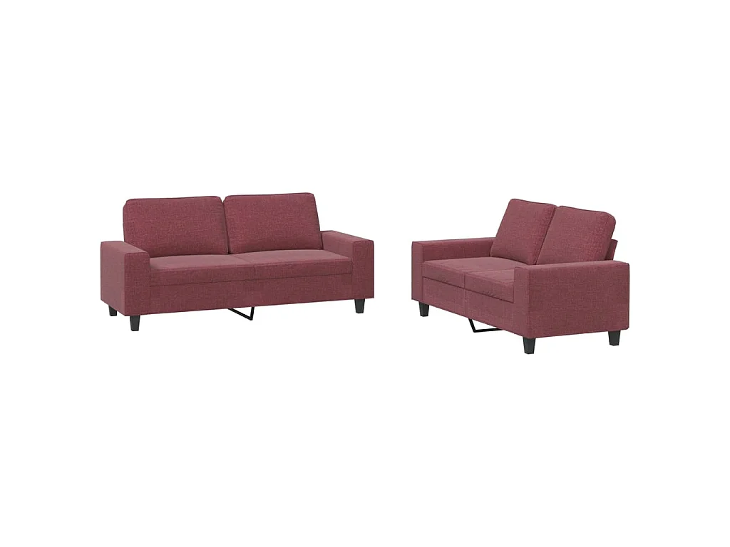 Set di divani 2 pezzi in tessuto rosso bordeaux