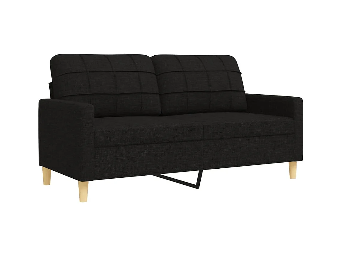 Conjunto de sofá de tela negra de 2 piezas