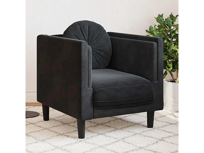 Fauteuil avec coussin noir velours
