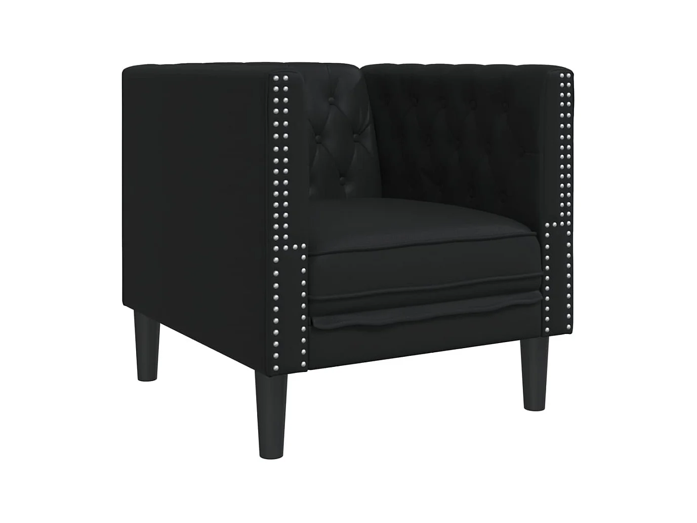 Set di divani Chesterfield 3 pezzi in similpelle nera