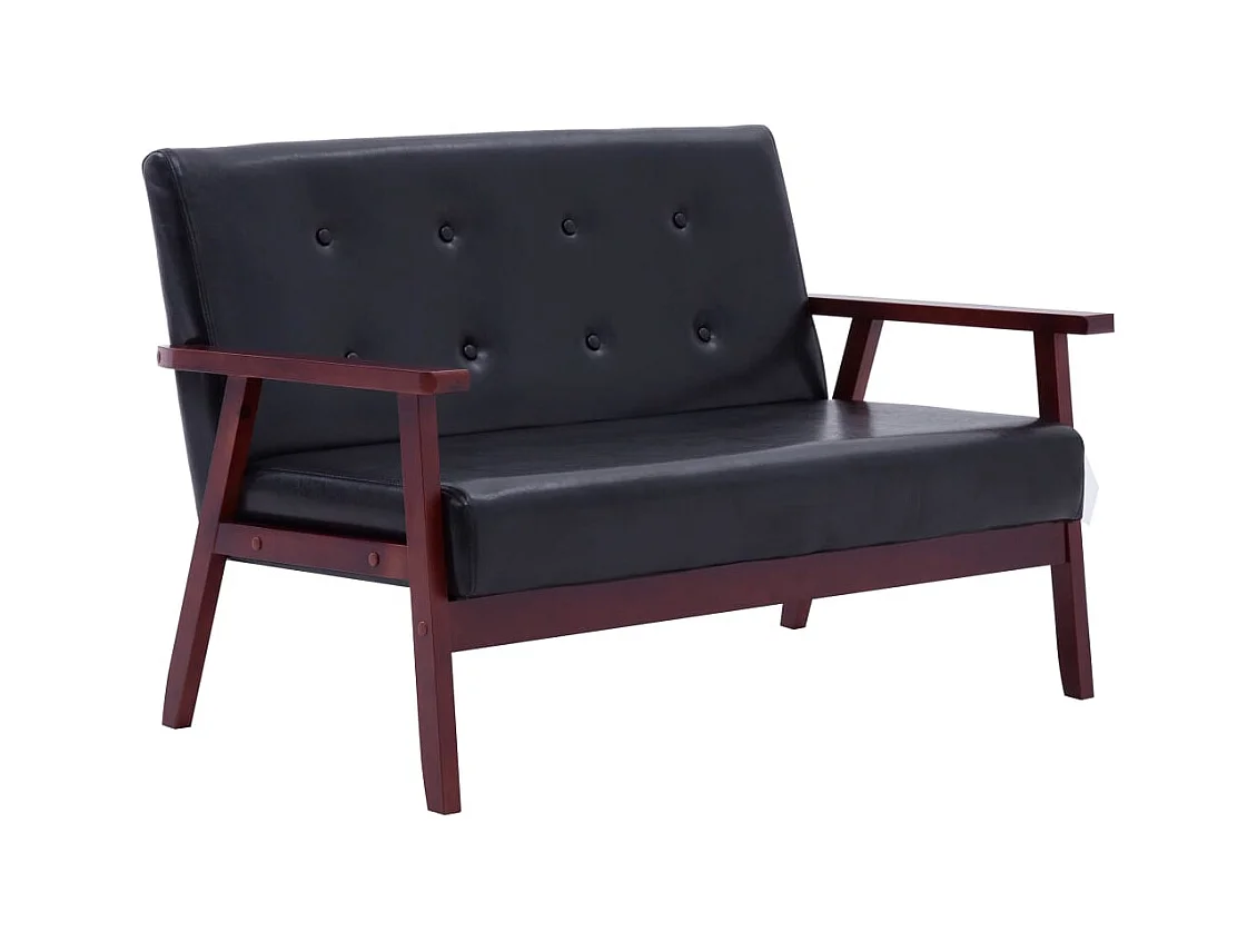 Set di divani 2 pezzi in similpelle nera