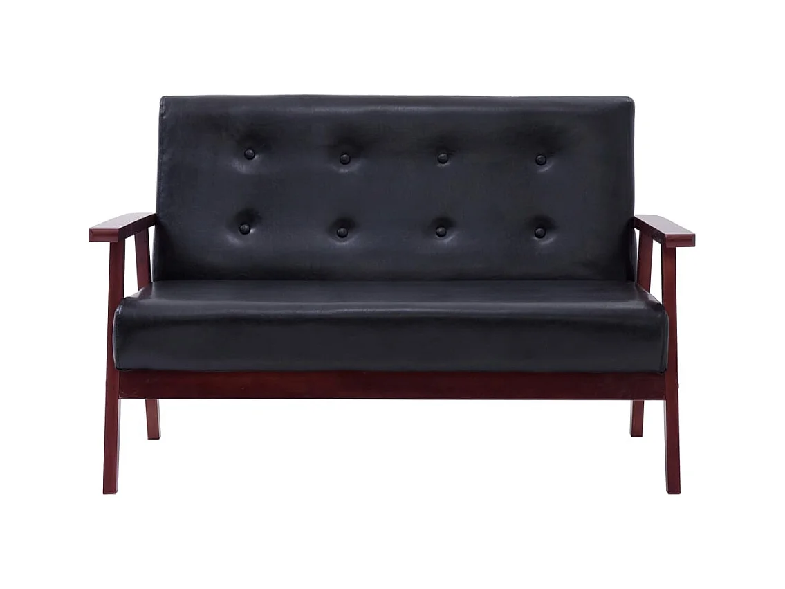 Set di divani 2 pezzi in similpelle nera