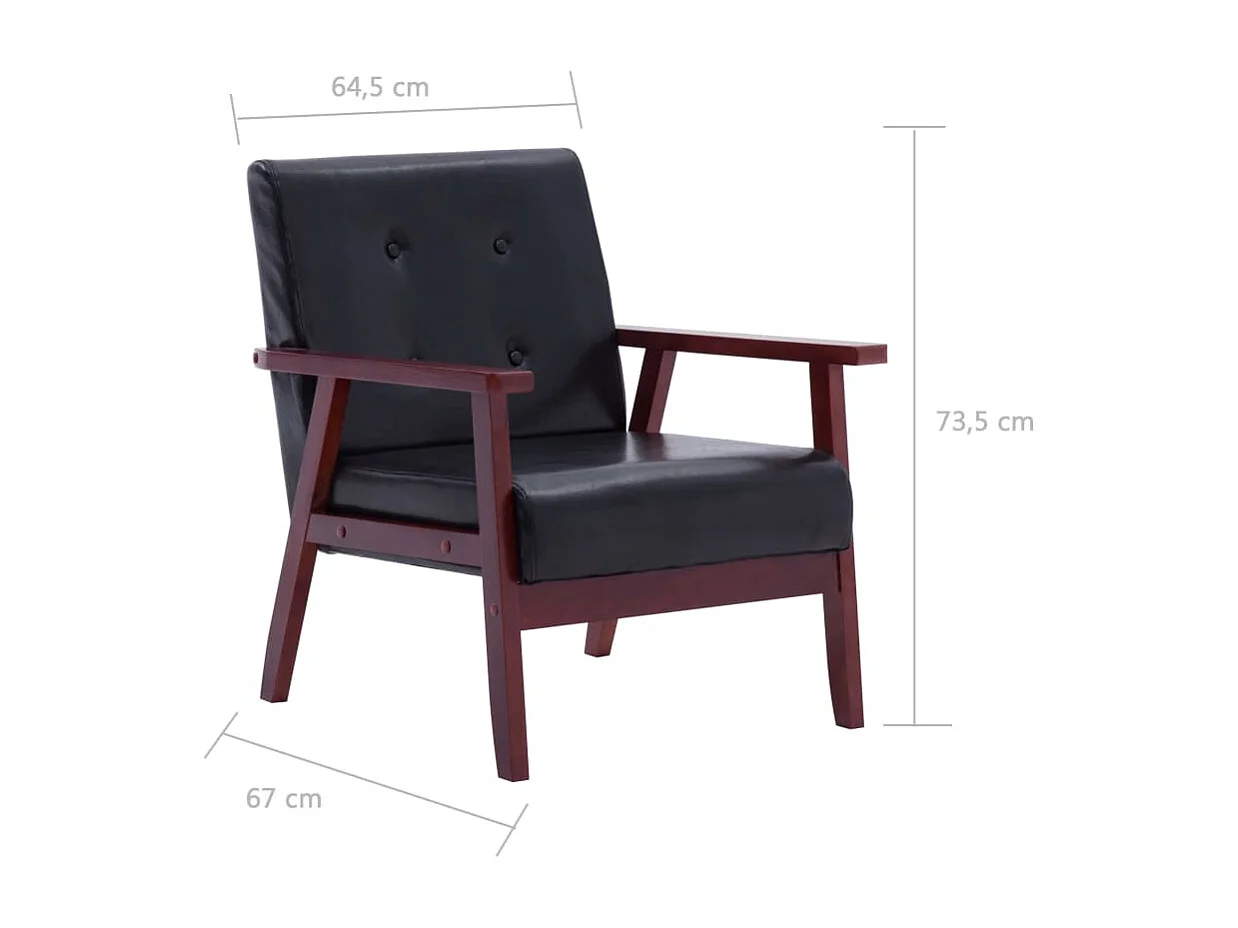 Set di divani 2 pezzi in similpelle nera