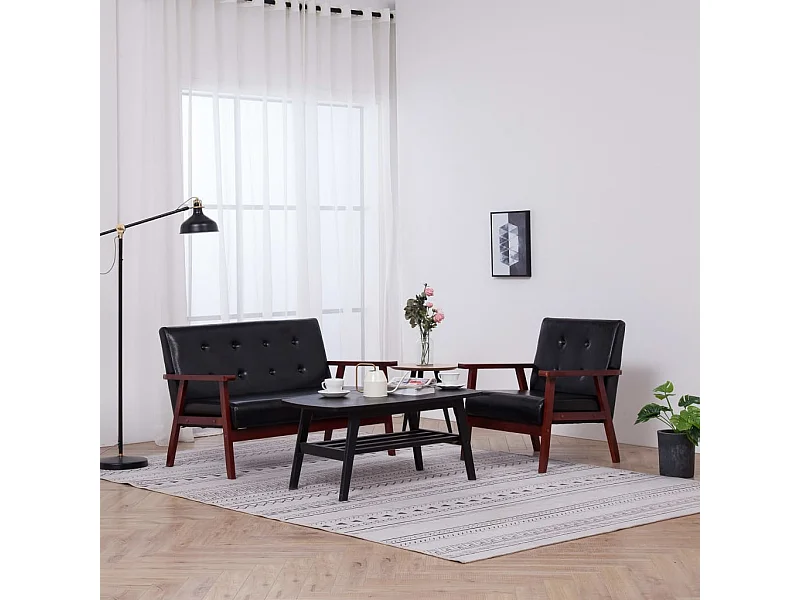 Ensemble de canapés 2 pcs noir similicuir