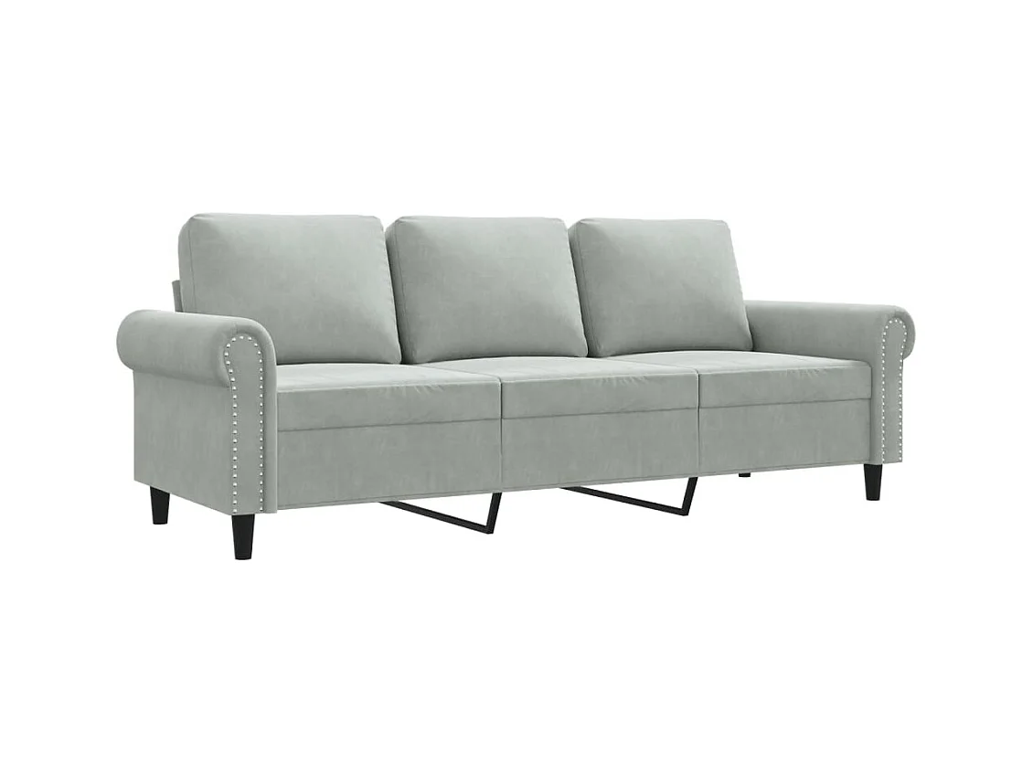 Sofá 3 plazas Gris claro 180 cm Terciopelo