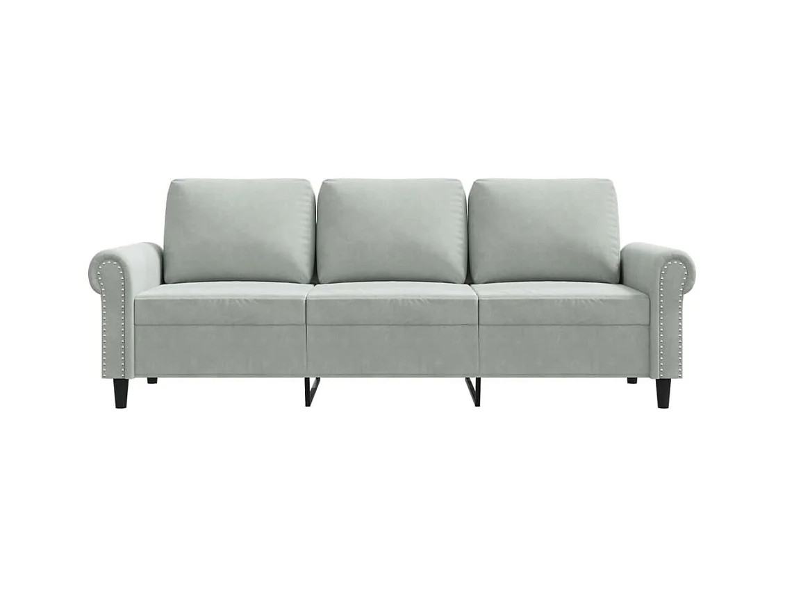 Sofá 3 plazas Gris claro 180 cm Terciopelo
