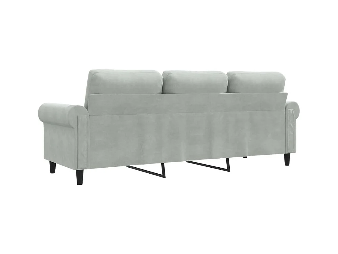 Sofá 3 plazas Gris claro 180 cm Terciopelo