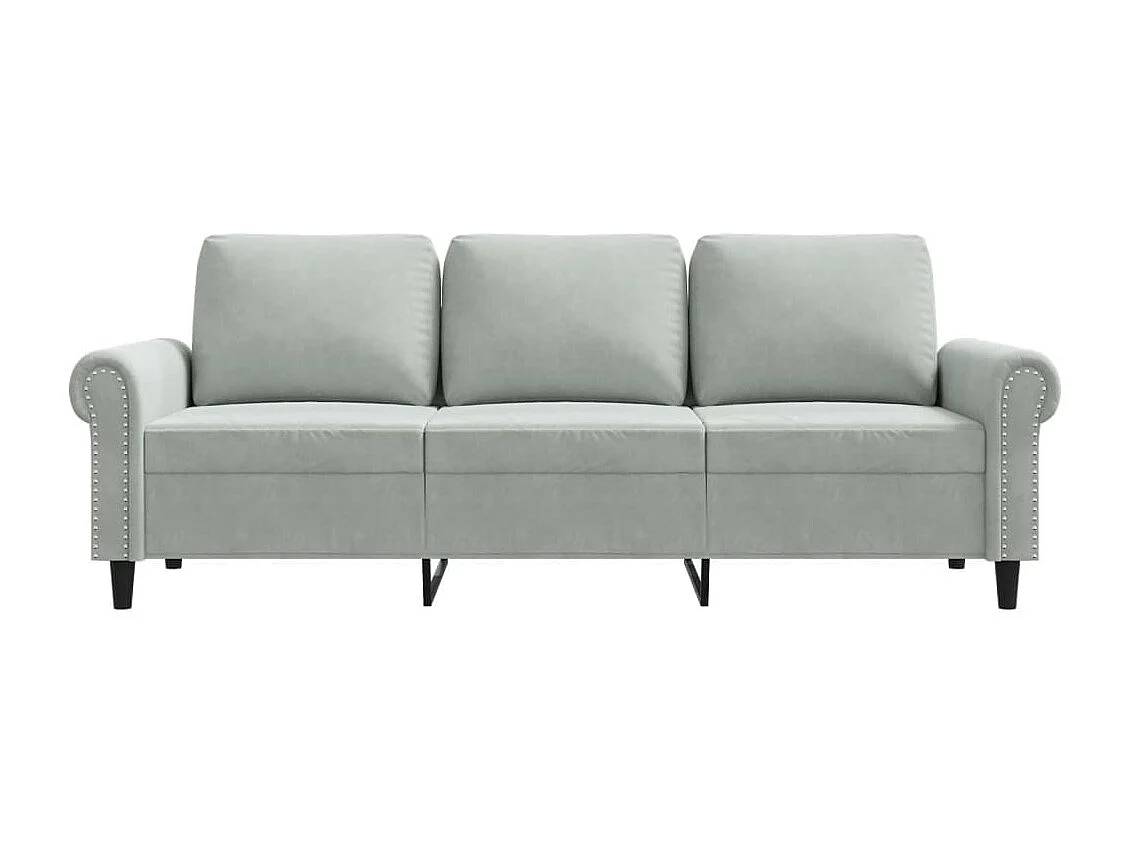 Sofá 3 plazas Gris claro 180 cm Terciopelo