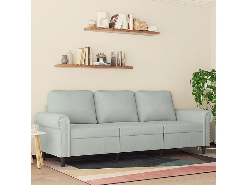 3-Sitzer-Sofa Hellgrau 180 cm Samt