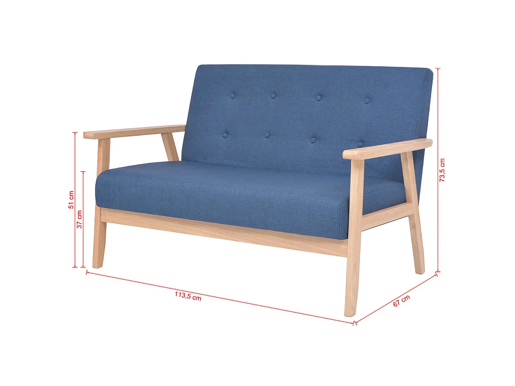 2-Sitzer-Sofa aus blauem Stoff