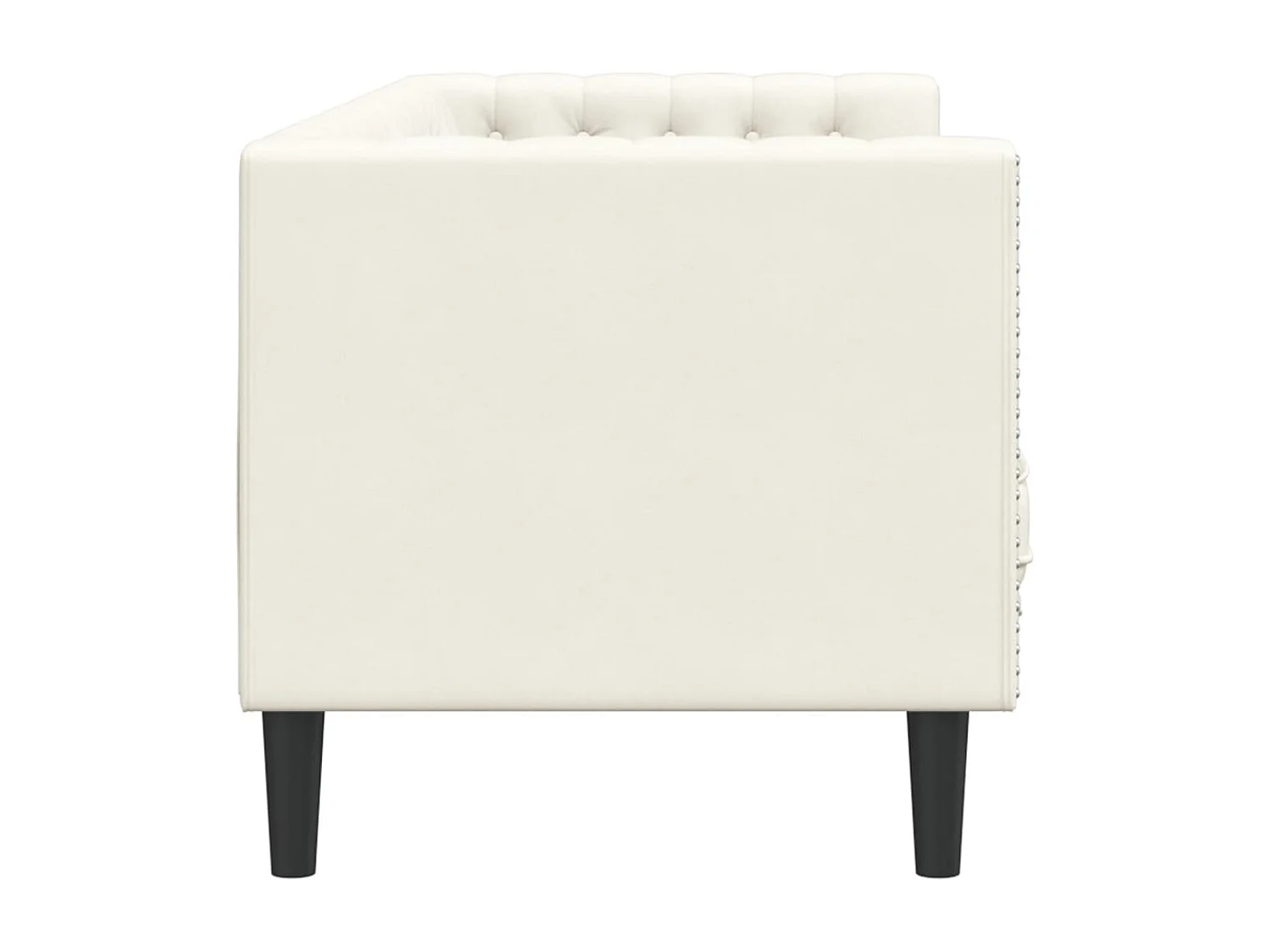 Sofá Chesterfield de 3 plazas con cojines de terciopelo color crema