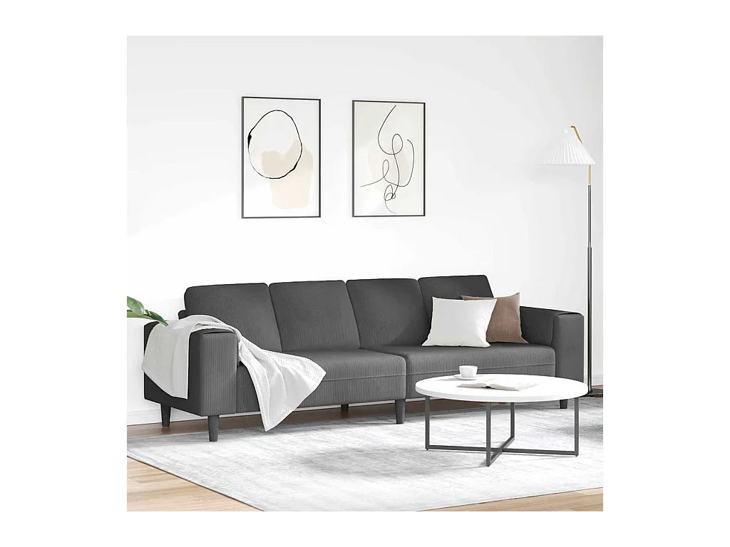 Sofa en tissu avec coussin Gris foncé Tissu en velours côtelé