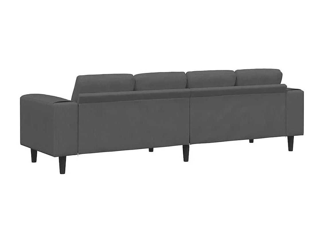 Stoffen bank met kussen Donkergrijze Corduroy stof