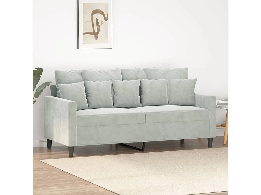Sofá 2 plazas Gris claro 140 cm Terciopelo