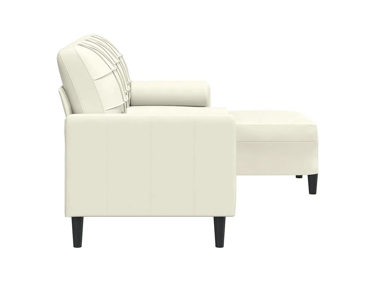 Divano 3 posti con poggiapiedi Crema 180 cm Velluto