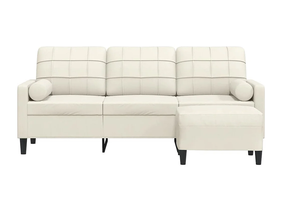 3-zitsbank met voetenbank Crème 180 cm Fluweel