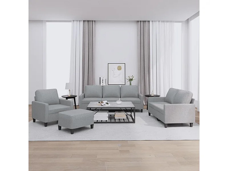 Ensemble de canapés 4 pcs avec coussins Gris clair Tissu