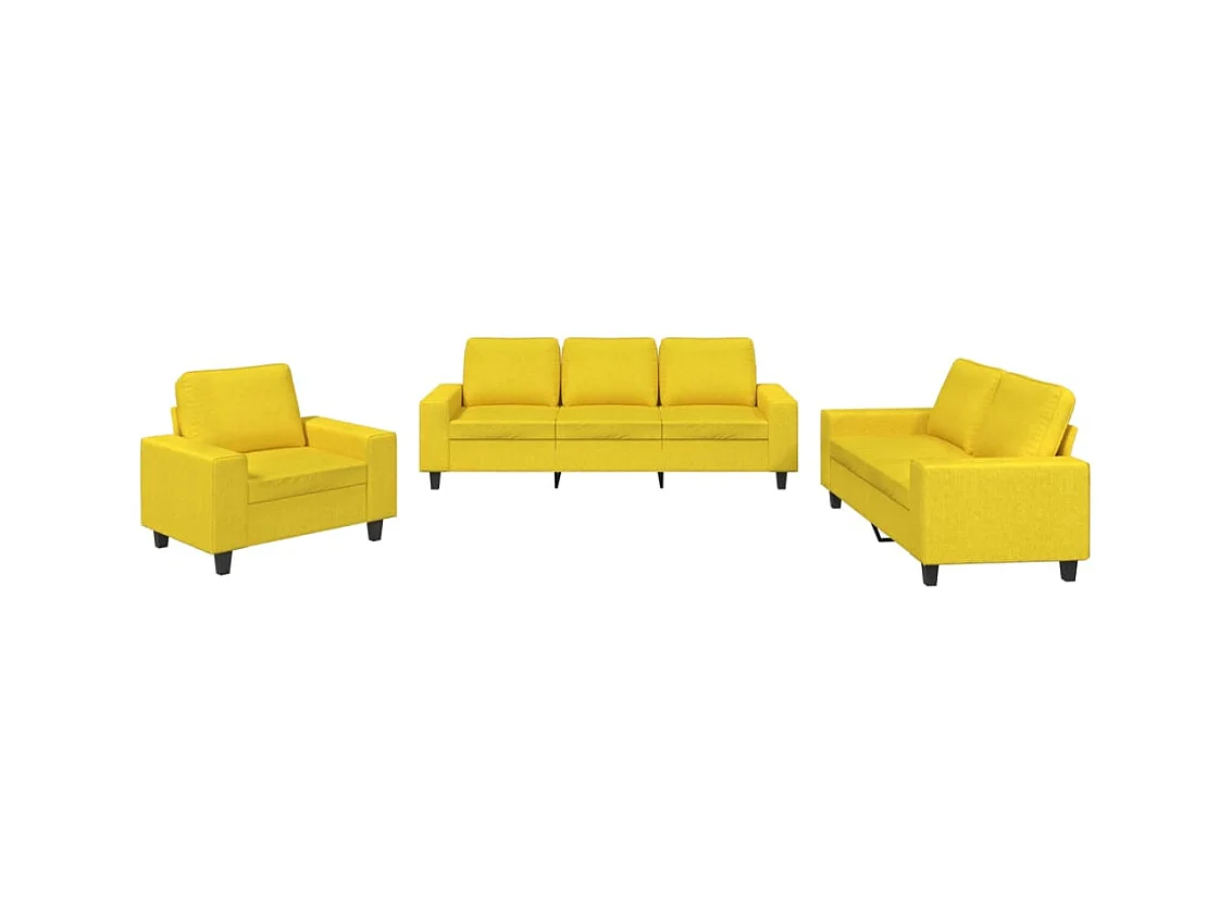 Set di divani 3 pezzi in tessuto giallo chiaro