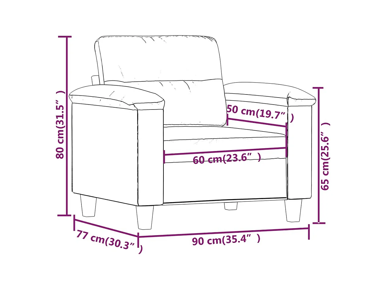 Sillón Negro 60 cm Piel Sintética