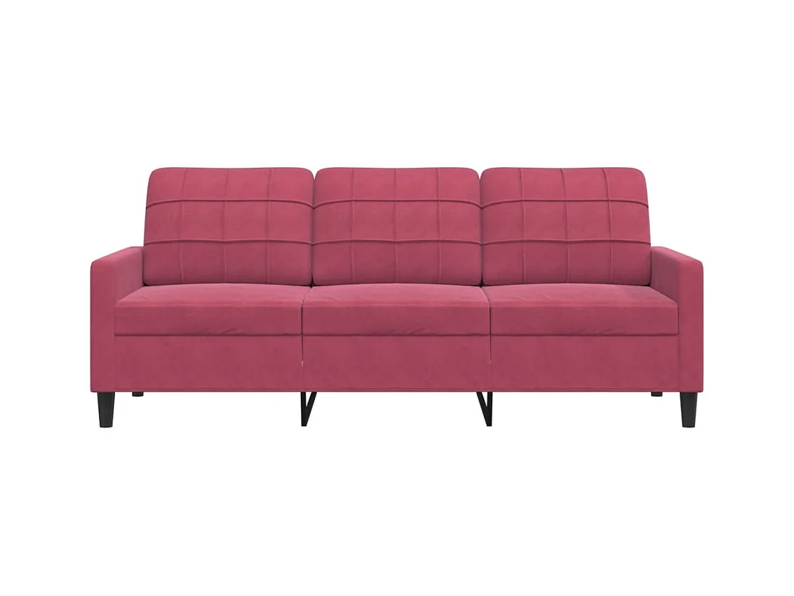 Divano 3 posti rosso bordeaux 180 cm velluto