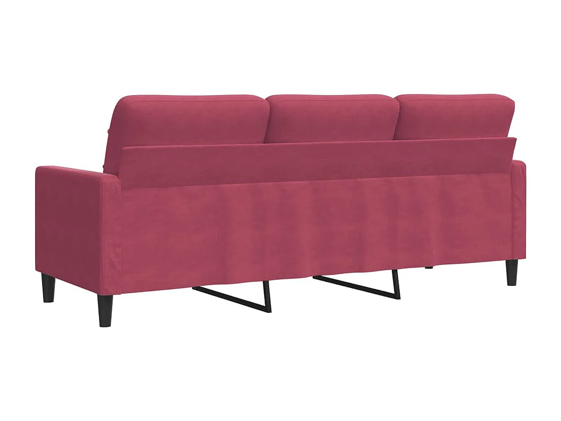 Divano 3 posti rosso bordeaux 180 cm velluto