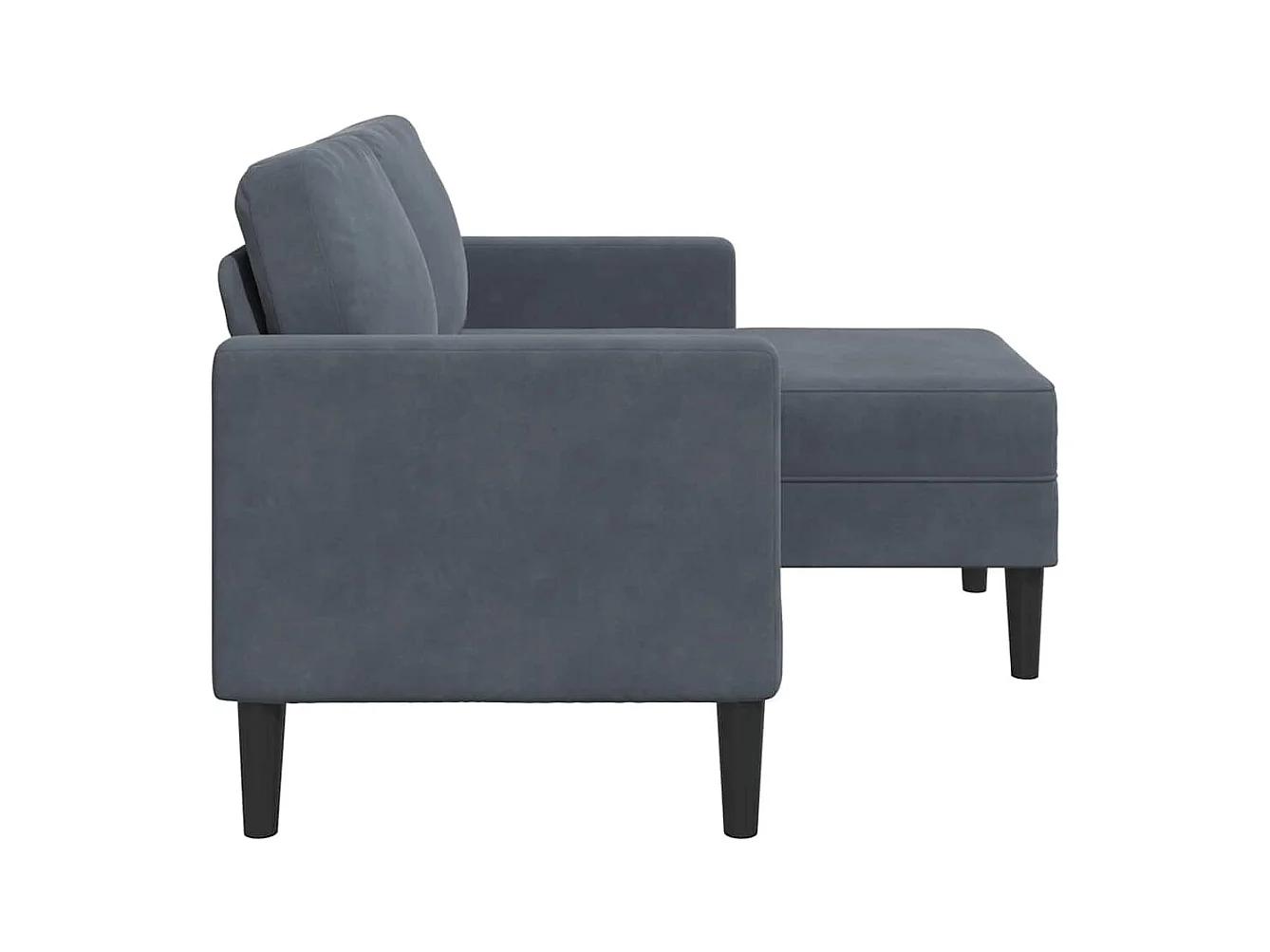 Canapé 2 places avec méridienne en L gris foncé 125 cm velours