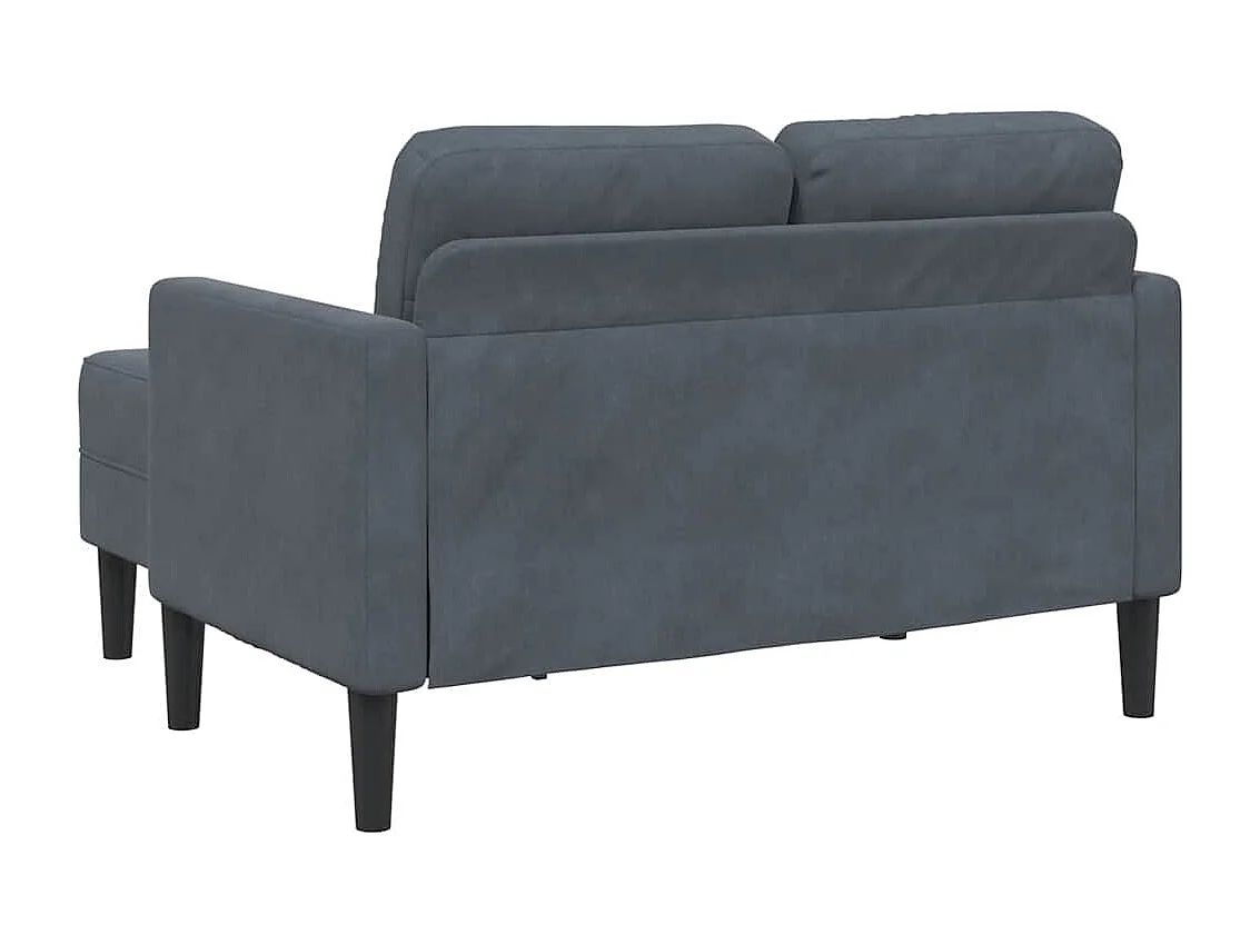 Canapé 2 places avec méridienne en L gris foncé 125 cm velours