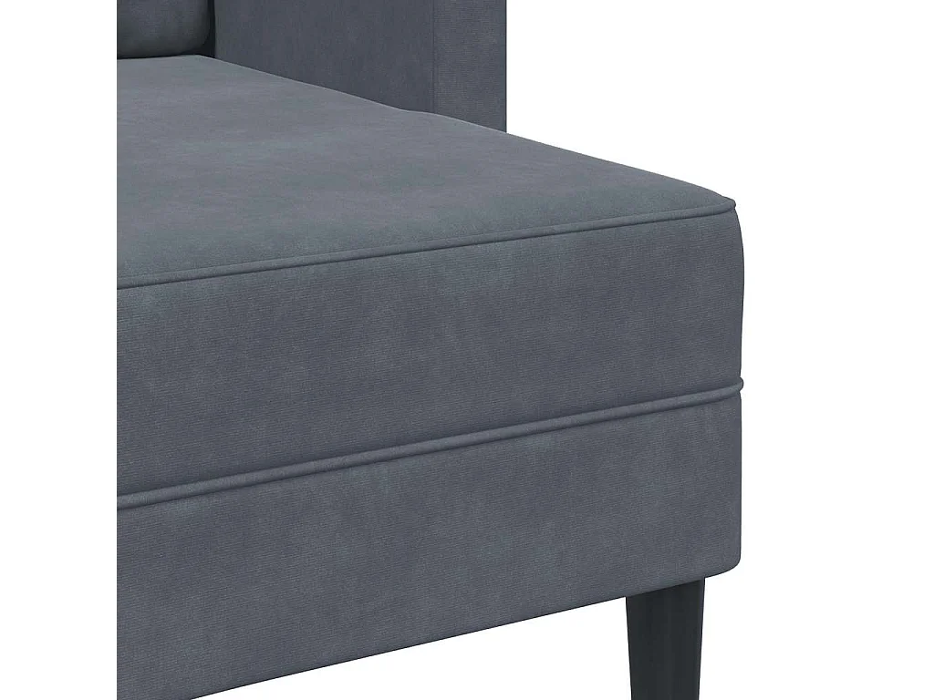 Canapé 2 places avec méridienne en L gris foncé 125 cm velours