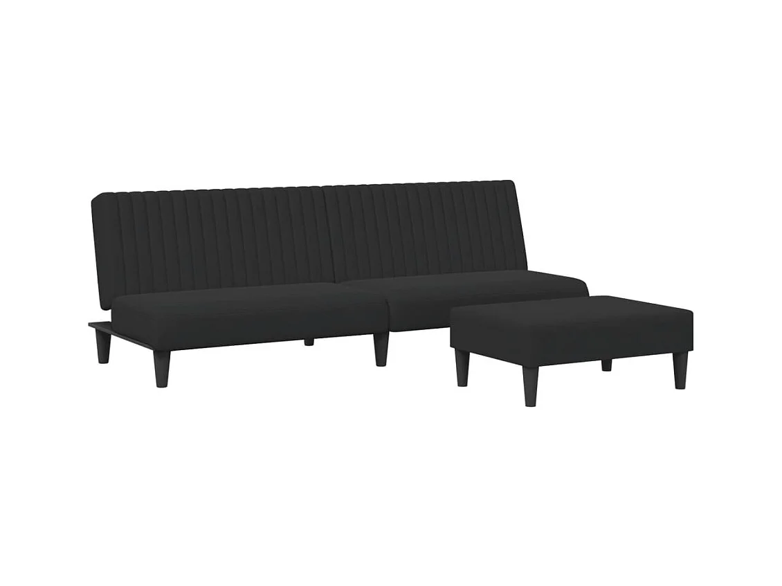 Conjunto de sofá de 2 piezas de terciopelo negro