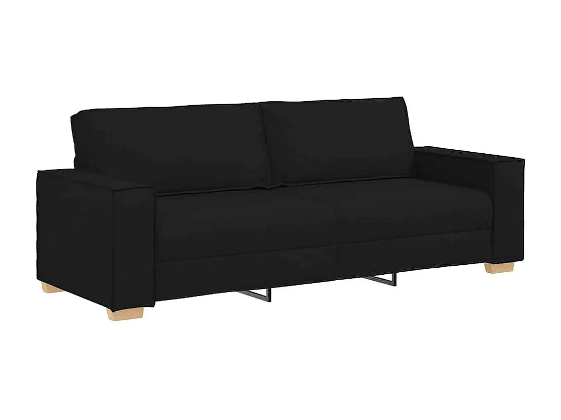 Set divano 3 pezzi nero 220 x 78 x 84 cm tessuto