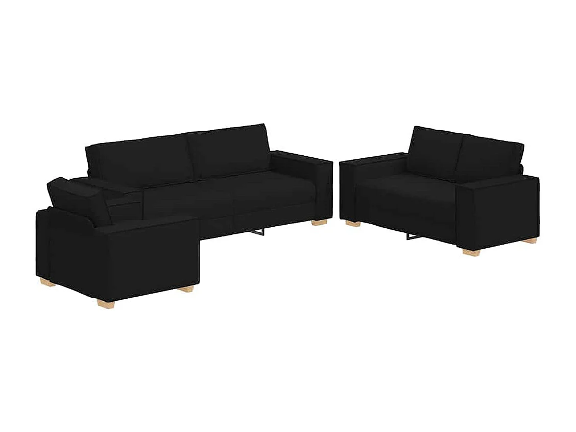 3-delige bankstel zwart 220 x 78 x 84 cm stof