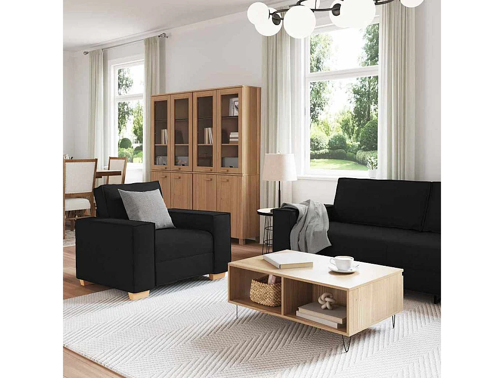 3-delige bankstel zwart 220 x 78 x 84 cm stof