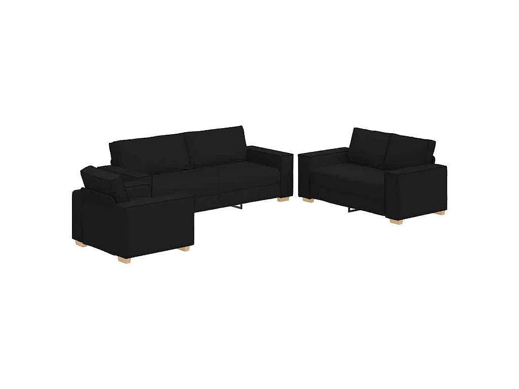 Ensemble de Canapés 3 pcs Noir 220 x 78 x 84 cm tissu