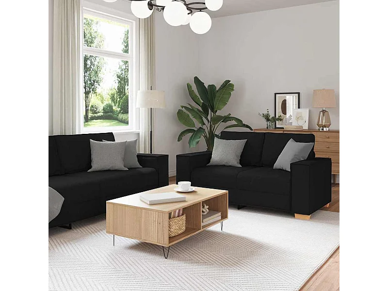3-delige bankstel zwart 220 x 78 x 84 cm stof