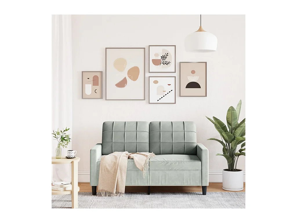 Sofá 2 plazas Gris claro 120 cm Terciopelo