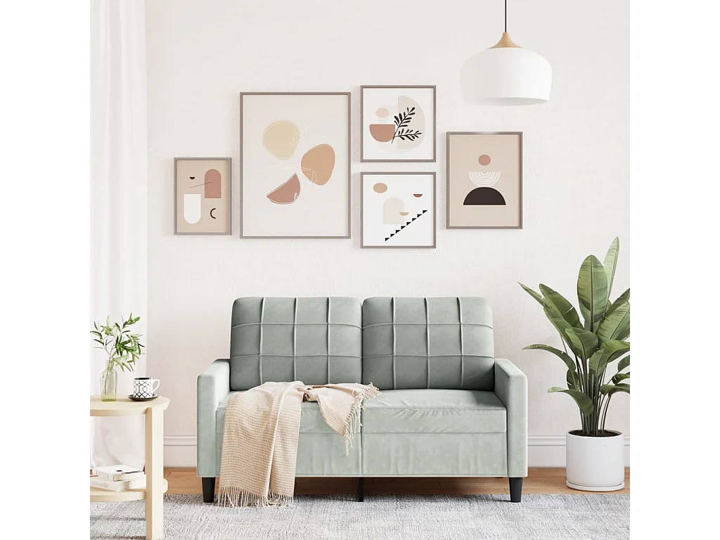 Sofá 2 plazas Gris claro 120 cm Terciopelo
